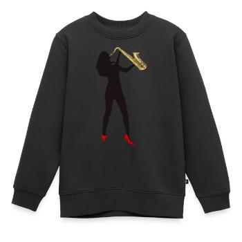 Sax Girl - Kids Premium Organic Sweatshirt - black - Front - AI Model Kid Female (0cm)