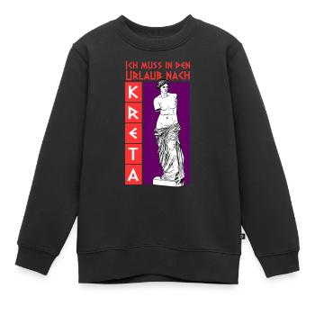 Kreta Urlaubsgeschenke - Kinder Premium Organic Sweatshirt - Schwarz - Vorne - AI Model Kid Female (0cm)