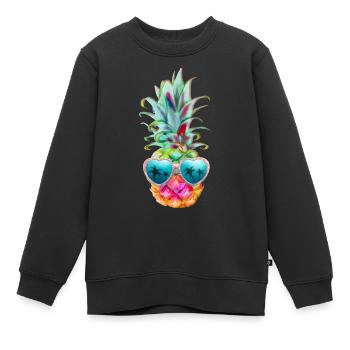 ananas avec lunettes de soleil- ananas et lunettes - Sweat Premium enfant bio - noir - Devant - AI Model Kid Female (0cm)