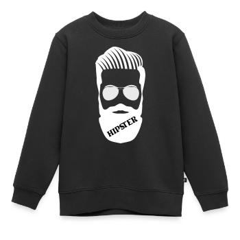 Hipster Illustration mit Bart und Sonnenbrille - Kinder Premium Organic Sweatshirt - Schwarz - Vorne - AI Model Kid Female (0cm)