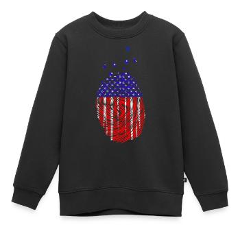 USA Fingerprint - Kids Premium Organic Sweatshirt - black - Front - AI Model Kid Female (0cm)