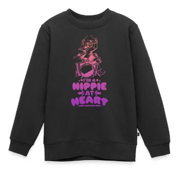 Hippie spielt Schlagzeug - Kinder Premium Organic Sweatshirt - Schwarz - Vorne - AI Model Kid Female (0cm)