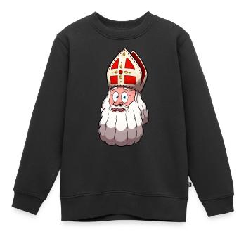 Visage de Saint Nicolas - Sweat Premium enfant bio - noir - Devant - AI Model Kid Female (0cm)