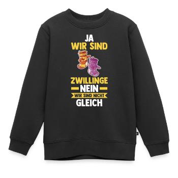 Zwillingsgeschwister Zwilling Zwillinge - Kinder Premium Organic Sweatshirt - Schwarz - Vorne - AI Model Kid Female (0cm)