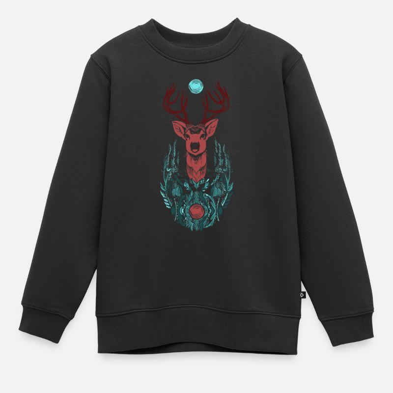 Le cerf - Sweat Premium enfant bio - noir