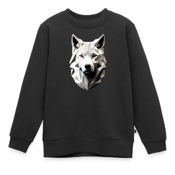 Kopf vom weißen Wolf - Kinder Premium Organic Sweatshirt - Schwarz - Vorne - AI Model Kid Female (0cm)