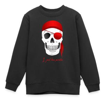 Totenkopf Pirat - Kinder Premium Organic Sweatshirt - Schwarz - Vorne - AI Model Kid Female (0cm)