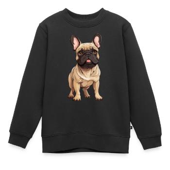 Illustration anglais/français Bulldog - Sweat Premium enfant bio - noir - Devant - AI Model Kid Female (0cm)