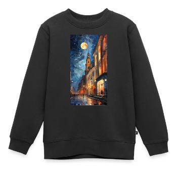 Mondnacht in der Stadt - Kinder Premium Organic Sweatshirt - Schwarz - Vorne - AI Model Kid Female (0cm)