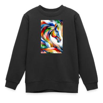 Pferd abstrakt - Kinder Premium Organic Sweatshirt - Schwarz - Vorne - AI Model Kid Female (0cm)