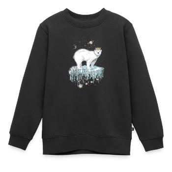 Ours polaire majestueux avec couronne sur banquise - Sweat Premium enfant bio - noir - Devant - AI Model Kid Female (0cm)