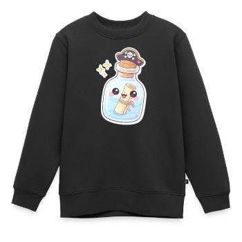 Cute Pirate Message in a Bottle - Kinder Premium Organic Sweatshirt - Schwarz - Vorne - AI Model Kid Female (0cm)