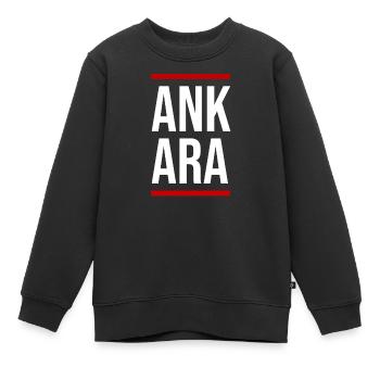 Typographie en blocs gras d’Ankara - Sweat Premium enfant bio - noir - Devant - AI Model Kid Female (0cm)