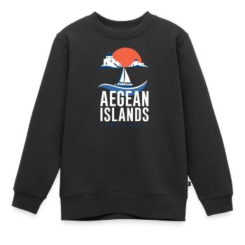 Segelgeschenke für Männer, Ägäische Inseln mit Segeln - Kinder Premium Organic Sweatshirt - Schwarz - Vorne - AI Model Kid Female (0cm)