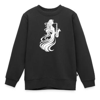 Dessin de saxophoniste - Sweat Premium enfant bio - noir - Devant - AI Model Kid Female (0cm)
