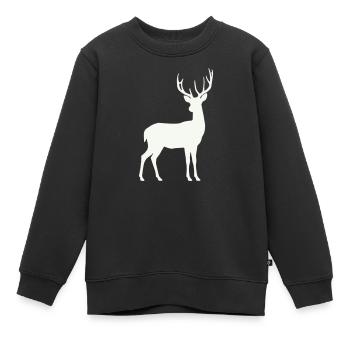 Hirschsilhouette im Mondlicht - Kinder Premium Organic Sweatshirt - Schwarz - Vorne - AI Model Kid Female (0cm)