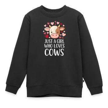 Dessin animé de la fille amoureuse des vaches - Sweat Premium enfant bio - noir - Devant - AI Model Kid Female (0cm)