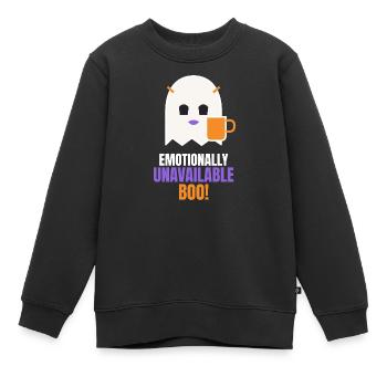 Emotionally Unavailable Boo Funny Ghost - Kinder Premium Organic Sweatshirt - Schwarz - Vorne - AI Model Kid Female (0cm)