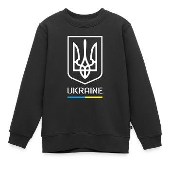 Ukrainisches Tryzub-Symbol Ukraine-Dreizack - Kinder Premium Organic Sweatshirt - Schwarz - Vorne - AI Model Kid Female (0cm)