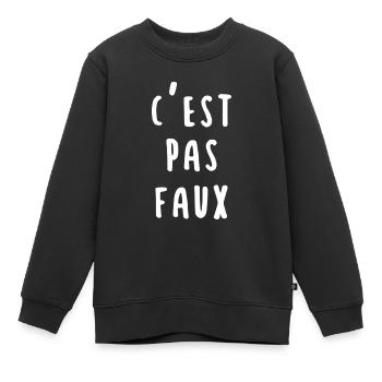 CITATION C'EST PAS FAUX BLACK - Sweat Premium enfant bio - noir - Devant - AI Model Kid Female (0cm)