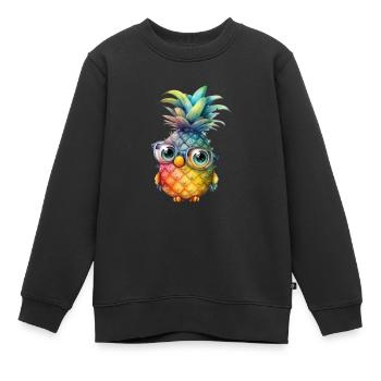 Ananas Charakter mit Brille - Kinder Premium Organic Sweatshirt - Schwarz - Vorne - AI Model Kid Female (0cm)