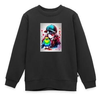 Farbe Papageienmädchen - Kinder Premium Organic Sweatshirt - Schwarz - Vorne - AI Model Kid Female (0cm)