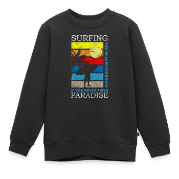 Surfer Surfergirl Windsurfen Board - Kinder Premium Organic Sweatshirt - Schwarz - Vorne - AI Model Kid Female (0cm)