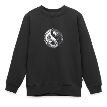 Ying Yang Crane Snake Symbole chinois - Sweat Premium enfant bio - noir - Devant - AI Model Kid Female (0cm)