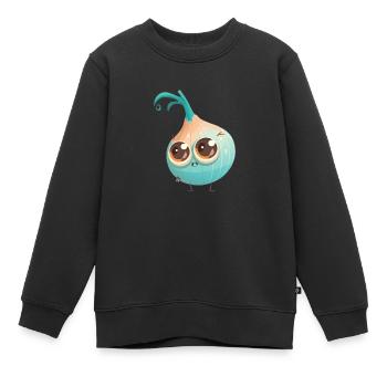 Süßer Zwiebel Charakter mit Kulleraugen - Kinder Premium Organic Sweatshirt - Schwarz - Vorne - AI Model Kid Female (0cm)