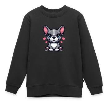 Designs pour enfants – Happy Frenchies - Sweat Premium enfant bio - noir - Devant - AI Model Kid Female (0cm)