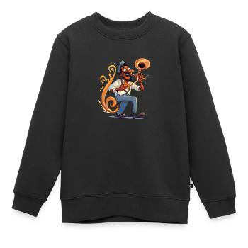 Posaune Troubadour - Kinder Premium Organic Sweatshirt - Schwarz - Vorne - AI Model Kid Female (0cm)