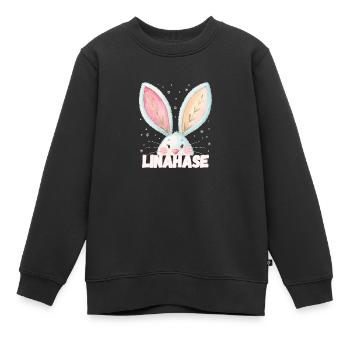 Nom Lina Rabbit Linahase Nom de l’animal - Sweat Premium enfant bio - noir - Devant - AI Model Kid Female (0cm)
