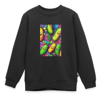 Concombres, Concombre, Graffiti, Concombres Rieurs, Coloré - Sweat Premium enfant bio - noir - Devant - AI Model Kid Female (0cm)