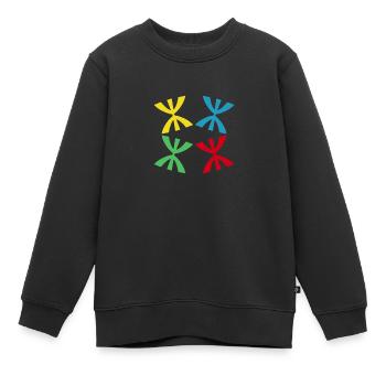 Le carré AMAZIGH - Sweat Premium enfant bio - noir - Devant - AI Model Kid Female (0cm)