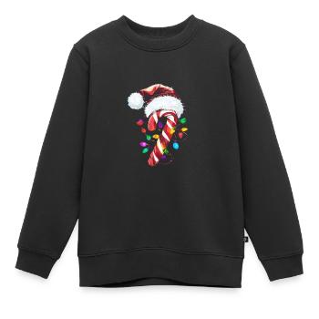 Festliche Zuckerstange mit Lichtern - Kinder Premium Organic Sweatshirt - Schwarz - Vorne - AI Model Kid Female (0cm)