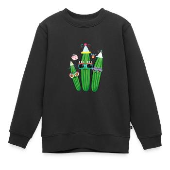 Anniversaire, concombres, concombre, trio, célébration - Sweat Premium enfant bio - noir - Devant - AI Model Kid Female (0cm)