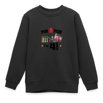pimpon j'ai 4 ans cadeau anniversaire pompier - Sweat Premium enfant bio - noir - Devant - AI Model Kid Female (0cm)
