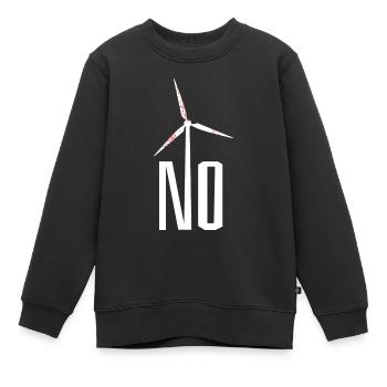NON! Éolienne non merci - danger pour les oiseaux - Sweat Premium enfant bio - noir - Devant - AI Model Kid Female (0cm)