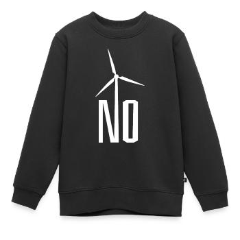 NON! Éolienne non merci - danger pour les oiseaux - Sweat Premium enfant bio - noir - Devant - AI Model Kid Female (0cm)