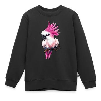 cooler süßer pink Fanatsie Papagei Vogel - Kinder Premium Organic Sweatshirt - Schwarz - Vorne - AI Model Kid Female (0cm)