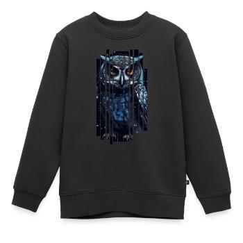 Süße Cyber-Eule - Kinder Premium Organic Sweatshirt - Schwarz - Vorne - AI Model Kid Female (0cm)