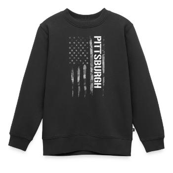 Pittsburgh - Drapeau américain - Sweat Premium enfant bio - noir - Devant - AI Model Kid Female (0cm)