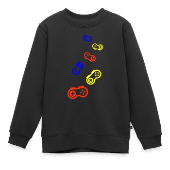 Gamepad Symbol Gamer Bunt - Kinder Premium Organic Sweatshirt - Schwarz - Vorne - AI Model Kid Female (0cm)