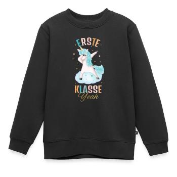 Schulstart mit Einhorn - Kinder Premium Organic Sweatshirt - Schwarz - Vorne - AI Model Kid Female (0cm)