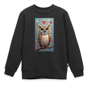 Verliebte Eule - Kinder Premium Organic Sweatshirt - Schwarz - Vorne - AI Model Kid Female (0cm)