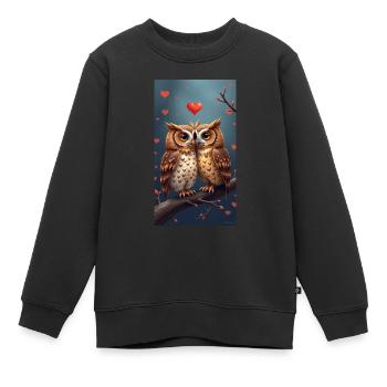 Verliebte Eulen - Kinder Premium Organic Sweatshirt - Schwarz - Vorne - AI Model Kid Female (0cm)