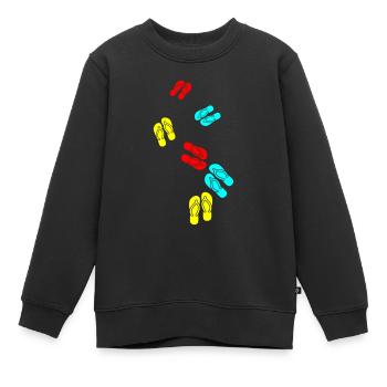 Icône Tongs - Sweat Premium enfant bio - noir - Devant - AI Model Kid Female (0cm)