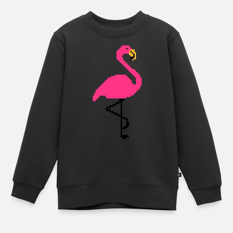 Flamingo PIxel Art - Sweat Premium enfant bio - noir