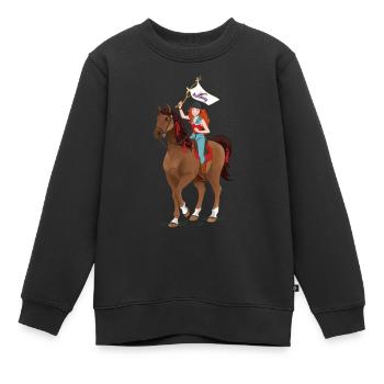 Schleich Horse Club Hannah & Cayenne - Kinder Premium Organic Sweatshirt - Schwarz - Vorne - AI Model Kid Female (0cm)