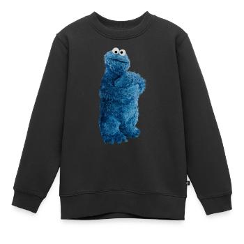 5 Rue Sésame Macaron Grignote Pose - Sweat Premium enfant bio - noir - Devant - AI Model Kid Female (0cm)